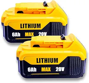 2-Pack 6000mAh Replacement Battery for DeWalt 20V MAX | Compatible with DCB200/DCB201/DCB203/DCB207 & DCD/DCF/DCG Tools | 6 Protections & 18-Month Warranty