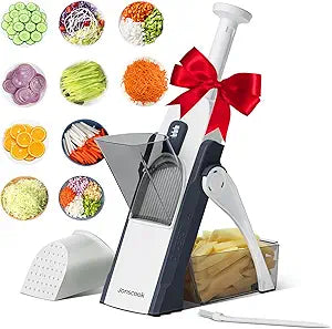 Jonscook Multifunctional Kitchen Gadgets Mandoline Food Slicer, Safe Veggie Chopper Vegetable Cutter, French Fry Cutter Onion Chopper Vegetable Slicer Fruit Cutter Dicer For Meal Prep - DeepBlue