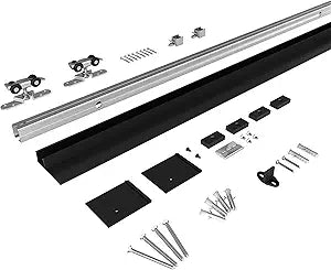 6.6FT Sliding Barn Door Hardware, Low Clearance Aluminium Alloy Box Rail Hardware for Wooden Barn Door, Interior Track, Easy to Install, Black