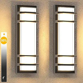 Sytmhoe 16in Exterior Wall Lights, 2packs Outdoor LED Dimmable Modern Porch & Patio Wall Light Fixture, Black Exterior Sconce Wall Mounted Lights 3000k Warm White for Garage Courtyard House(2Packs)