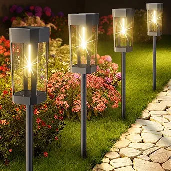 Solar Lights Outdoor Waterproof 8 Pack Solar Powered Garden Pathway Lights - IP65 LED Landscape Lighting for Walkway Patio Lawn Yard Porch Decor