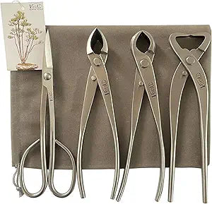 Vouiu 4-Piece Bonsai Tool Set,Concave Cutter,Knob Cutter,Trunk Splitter,Bonsai Scissors