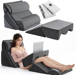 Yojoker 6-Piece Upper Body Rest Wedge Pillow Set for Post-Surgery, Grey | Orthopedic Memory Foam Support, Elevated for Recovery and Sleep, Adjustable Angles for Shoulder Back Leg Relief Acid Reflux