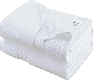 Luxury White Bath Towel for Bathroom, Set of 2, Large 31"x62" - 100% Cotton | Thick 580GSM | Quick Dry | Soft | Absorbent, Hotel Grade Towels for Shower, Bath Sheet Set for Guest, Spa & Sauna, White