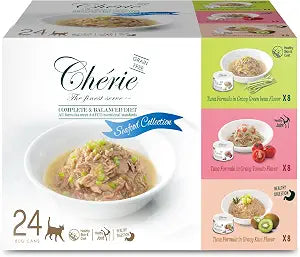 CHRIE Complete & Balanced Diet Series Wet Cat Food in Gravy Seafood Variety Pack, Tuna Entree with Natural Vegetables for Skin, Joint, Stomach, Urinary Tract Health, Grain-Free, 24 Pack, 2.8 oz. Can
