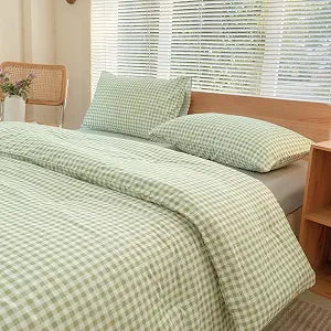 NSNLGSGC Comforter Set, Sage Green Gingham, Twin Size, 2 Pieces