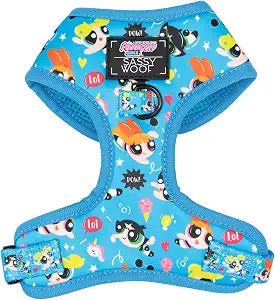 Sassy Woof Dog Adjustable Harness - The Powerpuff Girls (Blue) - S, Breathable Mesh, No Pull Design with Two D-Rings, Patented Design, Perfect for Small Dogs and Puppies - Officially Licensed
