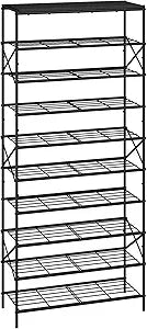 IBUYKE 10 Tier Shoe Rack, Large Capacity Shoe Storage Organizer for 40 Pairs of Shoes, Metal Shoe Storage Rack with Shelf for Entryway Hallway Closet Garage, Black TXJ010B