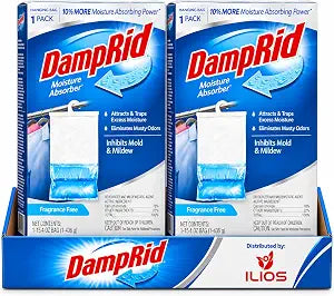 Damp Rid Hanging Bag Moisture Absorber Fragrance Free Humidity Absorber for Closets, Closet Deodorizer & Odor Absorber, 15.4 oz Hanging Bags 2 Pack - Ilios Packaging