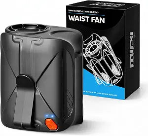 JUANANIUG Hands-Free Wearable Clip-On, Neck & Waist Fan 6-Speed 16,000RPM Turbo Brushless Motor, 6,000mAh Battery up to 35H, Portable for Travel, Outdoor, Camping, Commuting & Office