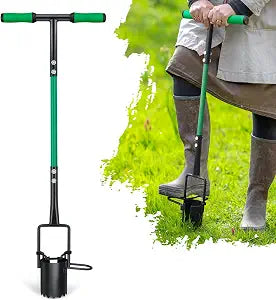 Altdorff Bulb Planter Tool Long Handle, Sod Plugger with Serrated Base and Non-Slip Soft Grip Handle, 5-in-1 Grass Plug Tool for Digging Holes to Grass Repair, Plant Blubs