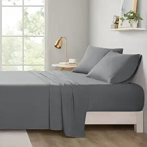 Intelligent Design Microfiber Queen Size Sheet Set 4 Piece, Charcoal