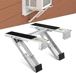 Window AC Bracket, Heavy Duty Window Air Conditioner Support Brackets with 2 Arms, A/C Holder for 5000 Btu to 24000 Btu Outdoor AC Window Units, Max 220 Lb Capacity