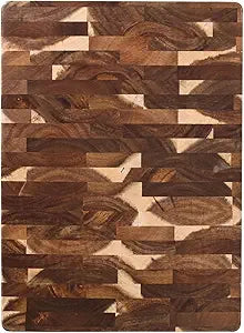 Dexas Acacia End Grain Reversible Butcher Block Cutting Board 11.8" x 16.14" | Heavy-Duty Wood Chopping Board with Recessed Finger Grips