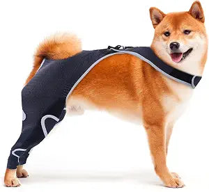 Dog Leg Sleeve to Stop Licking, Abrasion Resistant Rear Leg Recovery Sleeve, Male Female Small Dog Sleeve Anti Licking Wounds, E-Collar & Cone Alternative Surgical Suit, Rear Both Leg, S