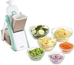 Dash Safe Slice Mandoline - Compact, Foldable Food Slicer - Slice, Dice, Julienne & More - Perfect for Quick Food Prep - Recipe Guide Included - Aqua