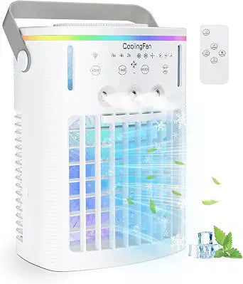 2026 Newly Upgraded Portable Air Conditioner, 4-in-1 Mini AC Unit, 1200ml Evaporative Cooler with Remote Control, Humidifier, 3 Speeds, Timer, Quiet for Bedroom, Office, Camping