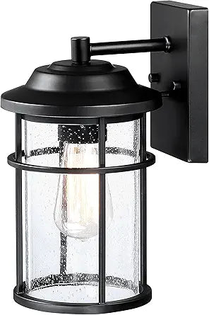 Outdoor Lights for House, Exterior Light Fixture, Waterproof Outdoor Wall Sconce Lights, Anti-Rust Black Wall Mount Lighting with Seeded Glass Shade, E26 Socket Lantern for Outside, Front Porch, Patio