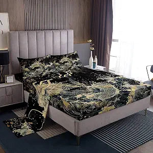 Erosebridal Dragon Bed Sheets Set Queen Size for Kids Boys Teens
