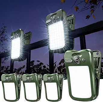 Clip on Solar Lights Outdoor, Portable Mini Solar Camping Light,Constant-on Light, Non-Motion-Sensing Mode,60LEDs 500LM Portable Security Light for Fence Waterproof, Deck, Yard, Camping, USB Charging