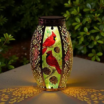 STARSOUL Solar Lantern Outdoor Waterproof, Hanging Solar Lantern for Patio Yard Decor, Cardinal Garden Decor, Cardinal Gift for Women Mom Grandma