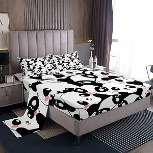 Erosebridal Panda Bed Sheets Twin, Kawaii Cute Sheet Set for Kids