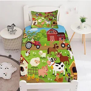 Yasida Farm Animal Cow Twin Size Fitted Sheets for Twin Sheets Set Girls and Boys Bedding Sets Harvest Sheets Goats Chickens Farm Animals Bedding Sheet Soft Microfiber(1*Sheet+1*Pillowcase)