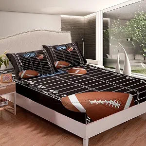 jejeloiu Football Fitted Sheet Full Size Boys Girls Teens