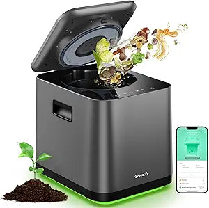 GoveeLife Upgraded Electric Composter for Kitchen, Smart Indoor Countertop Compost Bin, Odorless, Low Noise, Auto-Cleaning, Turn Food Waste into Fertilizer, Food Waste Compost Machine with LED Display