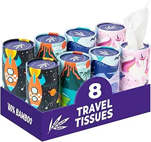 Bim Bam Boo Bamboo Tissue Tubes for Car, 3-Ply, 320 Tissues (8 Canisters)