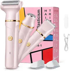 Bikini Trimmer for Women, Electric Razors for Women 3-in-1 with Specialized Heads for Face, Body & Bikini Line, Waterproof Rechargeable Bikini Shaver with Foil Shaver and Facial Hair Remover
