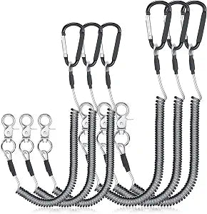 Woanger Coiled Lanyard for Tools Steel Wire Retractable,Black
