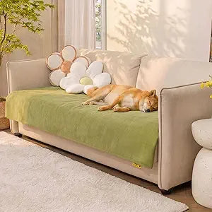 FUNNY FUZZY Waterproof Couch Cover for Dogs, Leakproof Non Slip Sofa Cover Protector for 3 Cushion Couch, Washable Chenille Pet Furniture Protector, Stain Resistant Couch Cover (Green, 35.4*82.7 in )
