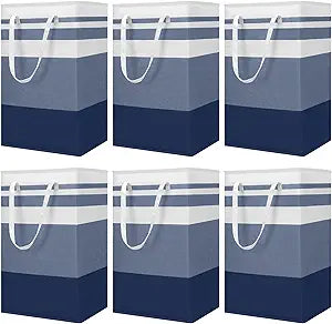 Foaincore 6 Pack 75 L Laundry Basket Large Clothes Hamper Bulk Laundry Room Organization Waterproof Collapsible Storage Hamper with Handles in Dorm, Bathroom, Bedroom (Dark Blue)