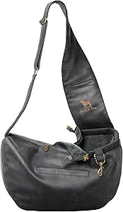 Noah & Paw Dog Sling Carrier for Small Dogs 5-18lb, Dog Sling for Small Dogs and Cats, Dog Carrier with Adjustable Padded Strap, Vegan Leather Lined with Fur, 3X Safety Features, Machine Washable