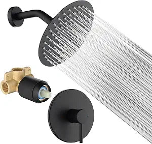 Shower Faucet Set Bathroom 8 Inch Rainfall Shower Head and Handle Set Stainless Steel Single Function Shower Trim Kit with Rough-in Valve