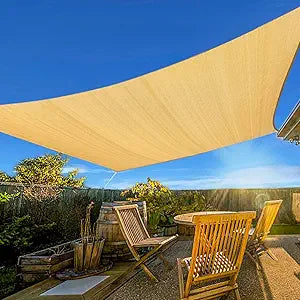 Artpuch Sun Shade Sail, 12'X16' Sand Rectangle Curved Edged Commercial Grade 185GSM Permeable Outdoor Shade Cloth for Deck, Backyard, Patio (Custom Sizes Made)