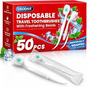 50 Pack Mini Disposable Toothbrushes with Toothpaste, Individually Wrapped