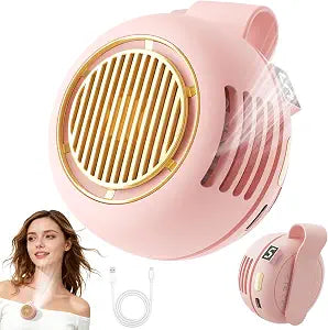 UNIWA Portable Silent Mini Bladeless Fan Clip On, 5 Speeds-Pink