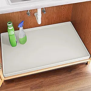 FLATO Waterproof Under Sink Mat 28" x 19" Shelf Liner for Kitchen and Bathroom, Cabinet Protector, Organizers and Storage, Flexible Silicone Drip Tray