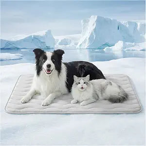 Dog Cooling Mat for Extra Large Dogs, 48"x30" Breathable Self Cooling Crate Mat for Dogs & Cats, QMAX>0.5 Portable Washable Pet Cooling Mat for Dog Bed, Thickened Cool Fiber Indoor/Outdoor Summer,Grey