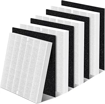 AP-1512HH Replacement Filter Compatible with Coway Airmega AP-1512HH, AP-1512HH-FP, AP-1518R, AP-1519P and Airmega 200M, Part Number 3304899, 4 AP-1512HH Filters + 4 Carbon Filters