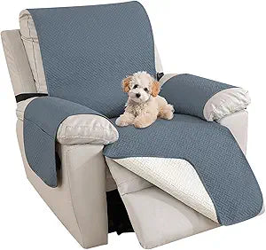 Recliner Chair Covers, 100% Waterproof Non-Slip Chair Cover Dog Furniture Protector Recliner Covers Washable Slipcover with Pocket, Elastic Straps for Pets, Dogs,30",Gray Blue