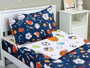 Meeting Story Ball Twin Kids Comforter Zipper Bedding Set for Boys, Navy