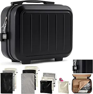 Chunful Adult Game Toy Storage Box Case with 9 Pcs 3 Sizes Discreet Toy Storage Bags Reusable Lockable Organizer Container with Lock Private for Women Men Gift Travel Home(Green)