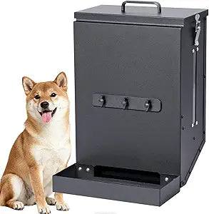 Hanging Cage Automatic Dog Feeder Large Breed,12L Dog Food Dispenser with Large Feeding Mouth Kennel-Gravity Pet Cage Feeder Galvanized Steel for Dog Rabbit,Chicken,Pet,Ferret,Chinchilla