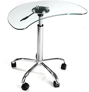Clear Glass and Aluminum Laptop Stand with Casters