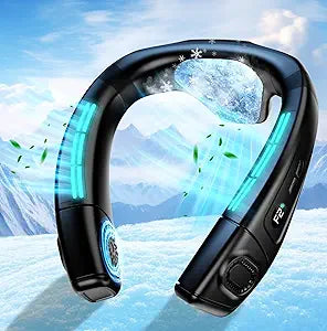 Neck Fan Air Conditioner with Large Cooling Plate, Portable Neck Fans that Blow Cold Air 360┬░ Airflow, Wearable Personal AC Quiet Back Air Outlet 6000mAh Rechargeable,Gifts for Men Women Travel Office
