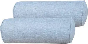 Indoor/Outdoor Bolster Pillows, 16x6 inches Solid Round Lumbar Cylinder Throw Pillows for Outdoor Furnitures, Set of 2, (Light Grey)