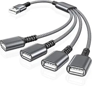 Basesailor USB Splitter 1 in 4 Out 1FT,USBA Male to Four Female Adapter
